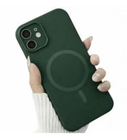 Coverzone ?phone 12 ile Uyumlu Kadife ?� Y�zeyli Premium Silikon K?l?f MagSafe ile Uyumlu Kablosuz ?arj Destekli Darbe Emici Yumu?ak Dokulu Koruma Tasar?ml? Telefon K?l?f? Haki