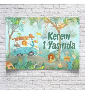 Safari Temalı Doğum Günü Afişi 35X50 cm
