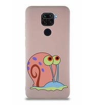 Xiaomi Redmi Note 9 Soft Premier Kapak Salyangoz Gary Tasarımlı Silikon Kılıf - Pudra (Şeffaf)