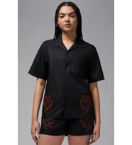 Nike Jordan Oversize Short Sleeve Top Black Oversize Kadın Gömlek Siyah