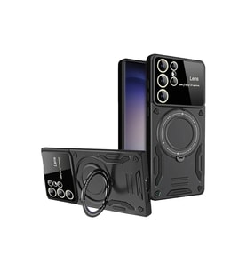 Samsung Galaxy S25 Ultra Kılıf Joy Lens Standlı Kapak - Siyah