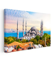 Kanvas Tablo Sultanahmet Camii ve Ağaçlar Şehir Mimari Tablo Ev Ofis Duvar Dekoru