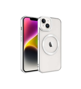 Apple iPhone 14 Plus Uyumlu Kılıf M-safe Wireless Şarj Özellikli Zore Setro Silikon (Gümüş)