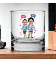 Kişiye Özel Kendilerine Güvenen Çiftler Karikatürlü Viski Bardağı