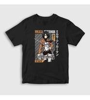 Presmono Unisex Çocuk Siyah Mikasa Fan Anime Attack On Titan T-Shirt 125318tt