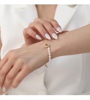 925 Ayar Gümüş Barock White Tatlısu İncisi Bileklik-5mm