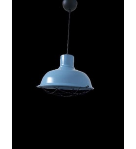 Retro Metal Mavi Dekoratif Tekli Kafesli Kafe Mutfak Sarkıt Avize Çap:30 cm