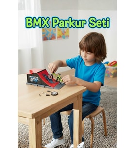 Parkurlu ve Sök Tak Aksesuarlı Mini BMX Bisiklet Oyun Seti 3+ Yaş