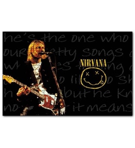 Cakapuzzle Nirvana Kurt Cobain Elektrogitar Smiley  Puzzle Yapboz MDF (Ahşap) (120 Parça)