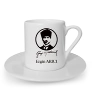 İsme Özel Türk Kahvesi Fincanı Seti - Atatürk Temalı