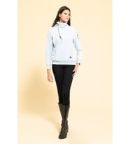 Yaka Kordon Detaylı Kanguru Cep Mavi Sweatshirt