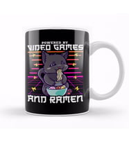 Powered By Video Games & Ramen Anime Cat Kupa Bardak Porselen