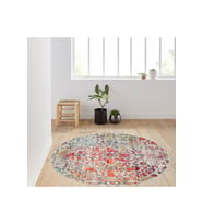 Eliana Home Baskılı, Yıkanabilir Kaymaz Taban Yuvarlak Halı LNA7018 120x120 cm (Pembe)