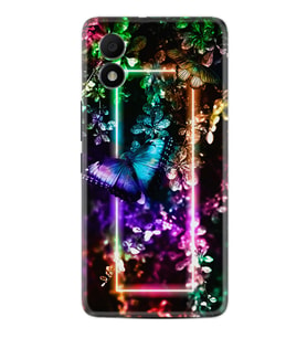 TCL 303 Kılıf Silikon Desen Özel Seri Butterfly Neon 1684