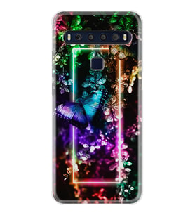 TCL 10L 10 Plus 10SE 20E 20SE 30SE L7 Kılıf Desemli Silikon Butterfly Neon 1684