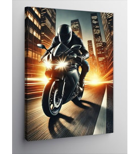 Kanvas Tablo Gece Yarışı ve Hızlı Motosiklet