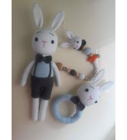 Erkek Tavşan Seti Amigurumi Organik Oyuncak