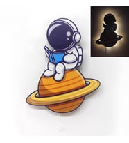 CajuArt Kitap Astronot Ahşap Led Işıklı Çocuk Odası Duvar Tablosu (Karışık)