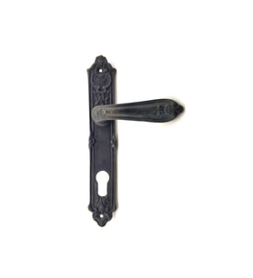 Antika Tarz Dekoratif Pirinç Çiçekli Banyo Kapı Kolu - 240x40 mm, Oksit TG-V 5505