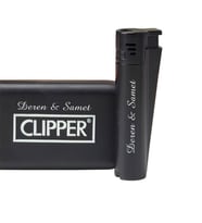 Hediyezin İsme Özel Siyah Clipper Marka Pürmüz Alevli Metal Çakmak 