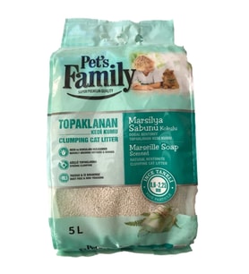 Pets Family Topaklanan Marsilya Sabunu Kokulu Doğal Bentonit Ince Taneli Premium Kedi Kumu 5 L