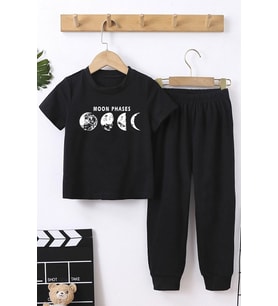 Çocuk Celestial Sun Moon Alt - Üst Eşofman Takımı (Siyah)