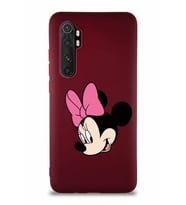Xiaomi Mi Note 10 Lite Soft Premier Kapak Minnie Mouse-B Tasarımlı Silikon Kılıf - Mürdüm (Şeffaf)