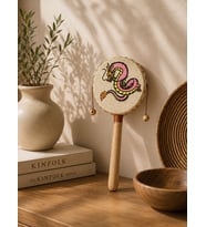 Ahşap Çocuk Davulu Marakas Ritim Oyuncağı Montessori Eğitici Müzik Aleti Doğal Ahşap 20 cm