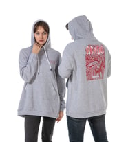 Vishenka Unisex Ac Dc Baskılı 3 İplik Oversize Kapüşonlu Kanguru Cepli Gri Renk Sweatshirt