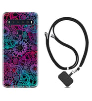 TCL 10L 10 Plus 10SE 20E 20SE 30 L7 Kılıf Boyun Askılı Silikon Colurful Mandala 1667