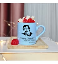Müslüm Baba Tasarımlı Kişiye Özel Mavi Türk Kahvesi Fincan