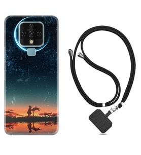 Tecno Camon 16 18P Pova Kılıf Boyun Askılı Silikon Ay ve Kız 1720
