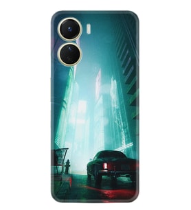 Vivo Y16 Kılıf Silikon Desen Özel Seri Night Cars 1619