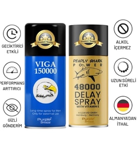 DELAY 480000 GECİKTİRİCİ SPREY + VİGA 150000 GECİKTİRİCİ SPREY - PREMİUM SPREY - GİZLİ GÖNDERİ - 2x45ML Erkek Geciktirici