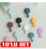 Kendinden Yapışkanlı Renkli Duvar Askısı (10LU SET)