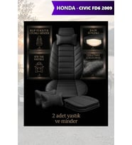 civic fd6 2009 Koltuk ve Kılıf uyumlu Siyah Lüks Minder Yastık 2 Minder 2 Yastık