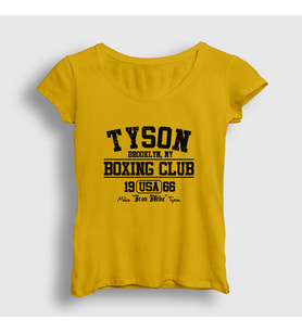 Presmono Kadın Sarı Boxing Club Mike Tyson T-Shirt 157880tt (Sarı)