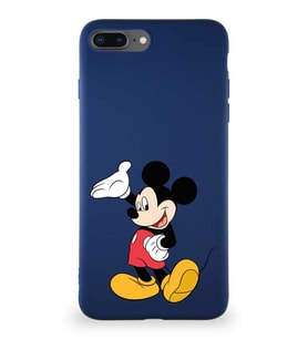 Apple iPhone 8 Plus Soft Premier Kapak Mickey Mouse-C Tasarımlı Silikon Kılıf - Lacivert (Şeffaf)