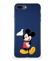 Apple iPhone 8 Plus Soft Premier Kapak Mickey Mouse-C Tasarımlı Silikon Kılıf - Lacivert (Şeffaf)