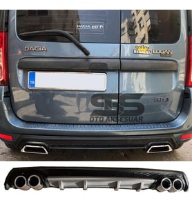 Dacia Logan Difüzör Arka Tampon Eki 4 Egzoz Çıkışlı Gri Lüx Tip