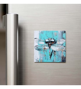 Dragonfly - Yusufçuk - Güneş Gözlüklü Style - Buzdolap Magneti - 9x9 Cm