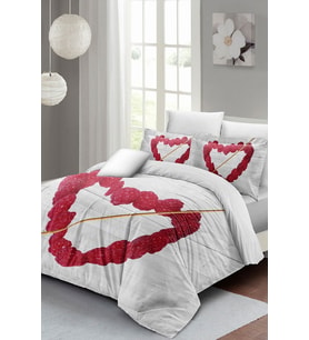 Çift Kişilik Nevresim Takımı Sık Dokuma Pamuk Saten 3d Özel Tasarım Raspberry Heart