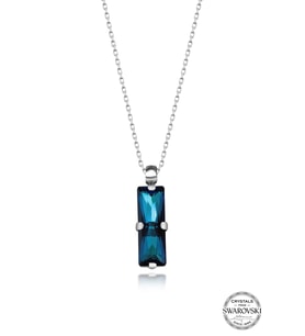 Swarovski Crystal Kadın Mavi Baget Gümüş Kolye