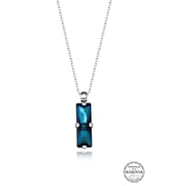 Swarovski Crystal Kadın Mavi Baget Gümüş Kolye