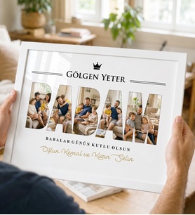 Babalar Günü Hediyesi Kişiye Özel Fotoğraflı Baba Çerçevesi - Gölgen Yeter Temalı Babaya Anlamlı Hediye