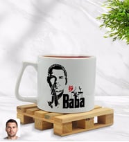 BK Gift Kişiye Özel Baba Godfather Silüet Tasarımlı Middle Beyaz Kupa Bardak Model 1