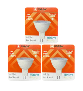 (3 Adet) Osaka 7W (50W) Beyaz Işık (6500K) G4 Duylu (İğne Bacak) Led Çanak Ampul