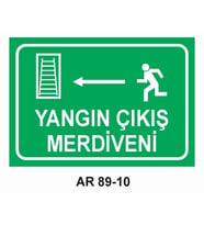 YANGIN ÇIKIŞ MERDİVENİ İŞ GÜVENLİĞİ UYARI LEVHASI 1 ADET PVC 21 X 29CM
