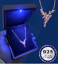 Işıklı Kutusunda 925 Ayar Gerçek Ametist Taşlı Kelebek Gümüş Kolye