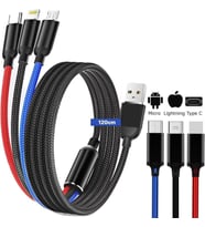 Hızlı Şarj ve Data Aktarım Kablosu, 60W - 3A USB A, Type C (Usb c), Micro USB, Lightning Uyumlu 3 ü 1 Arada Çoklu Kablo